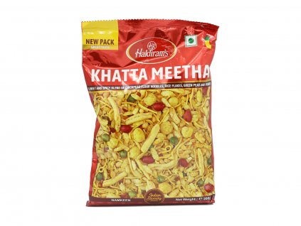 Khatta Meetha směs cizrn.nudliček, rýže, arašídů..., 200 g, Haldiram's